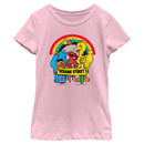 Girl's Sesame Street Crew Rainbow Banner Portrait T-Shirt