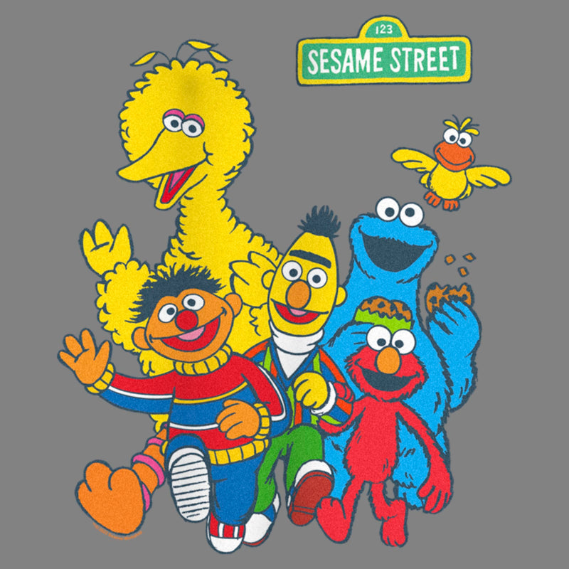 Junior's Sesame Street Main Group Shot Cowl Neck Sweatshirt