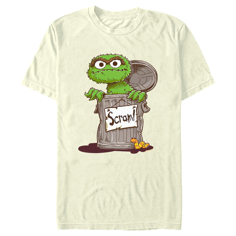 Men's Sesame Street Oscar Scram Sign T-Shirt