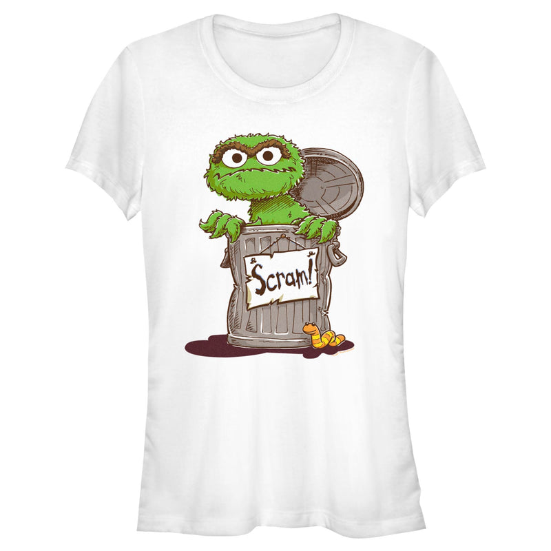 Junior's Sesame Street Oscar Scram Sign T-Shirt