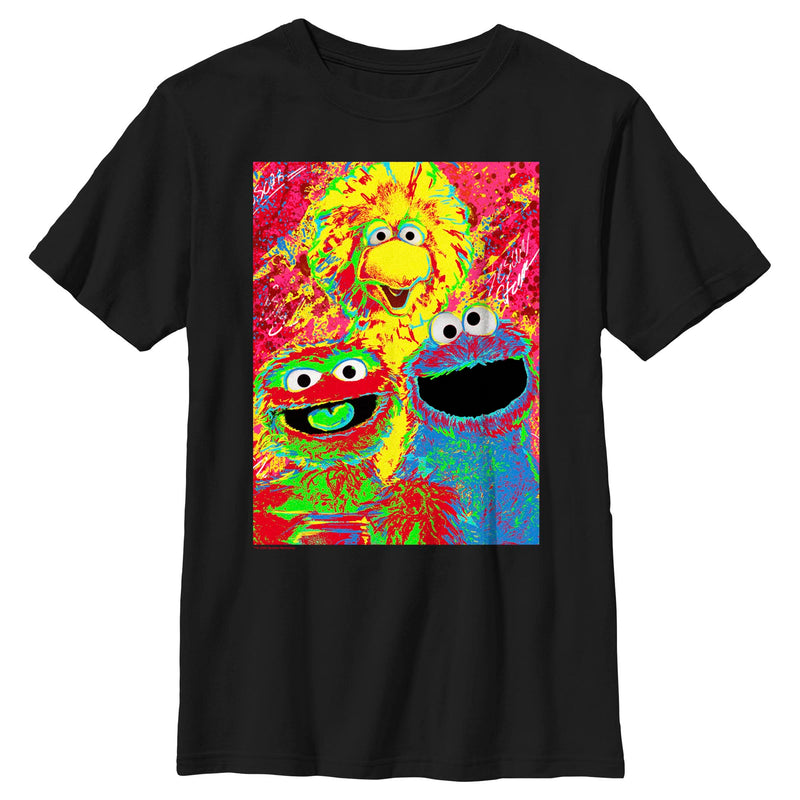 Boy's Sesame Street Trio Saturated Painting T-Shirt