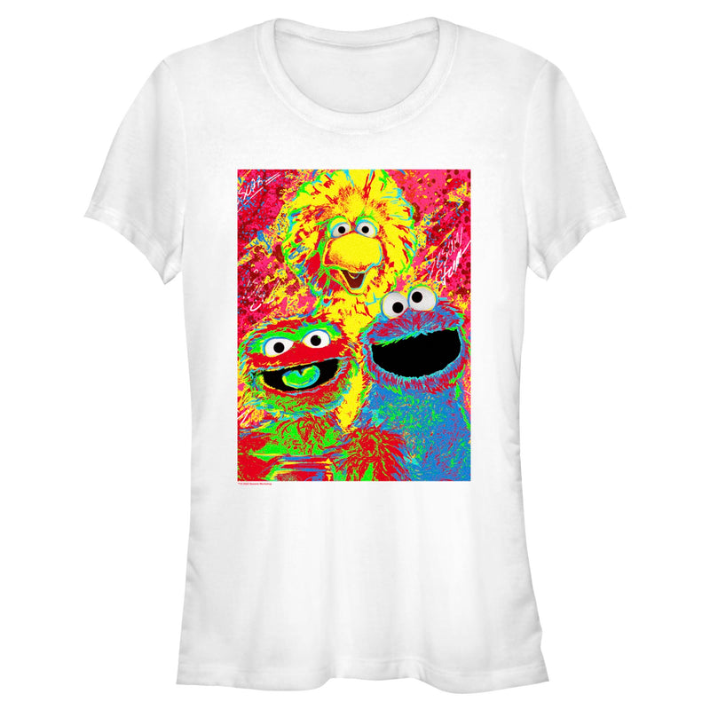 Junior's Sesame Street Trio Saturated Painting T-Shirt