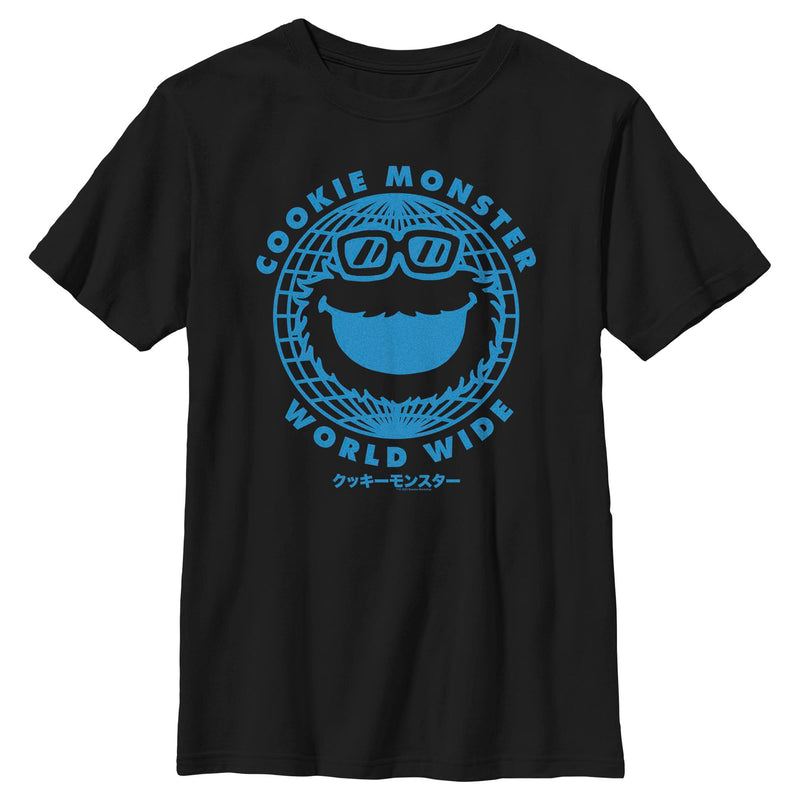 Boy's Sesame Street Cookie Monster World Wide T-Shirt