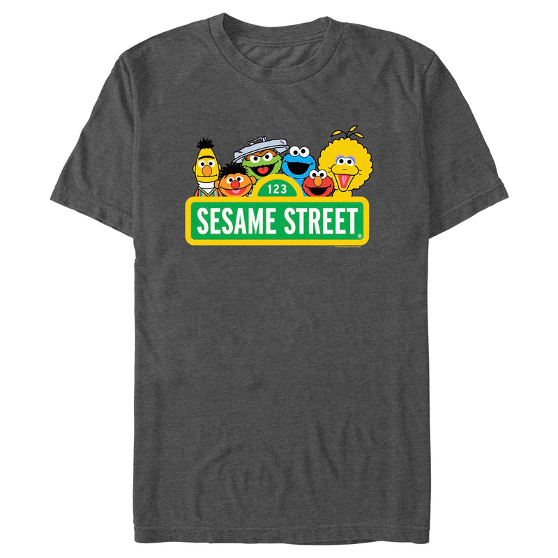 Men's Sesame Street Sign Classic Group Portrait T-Shirt