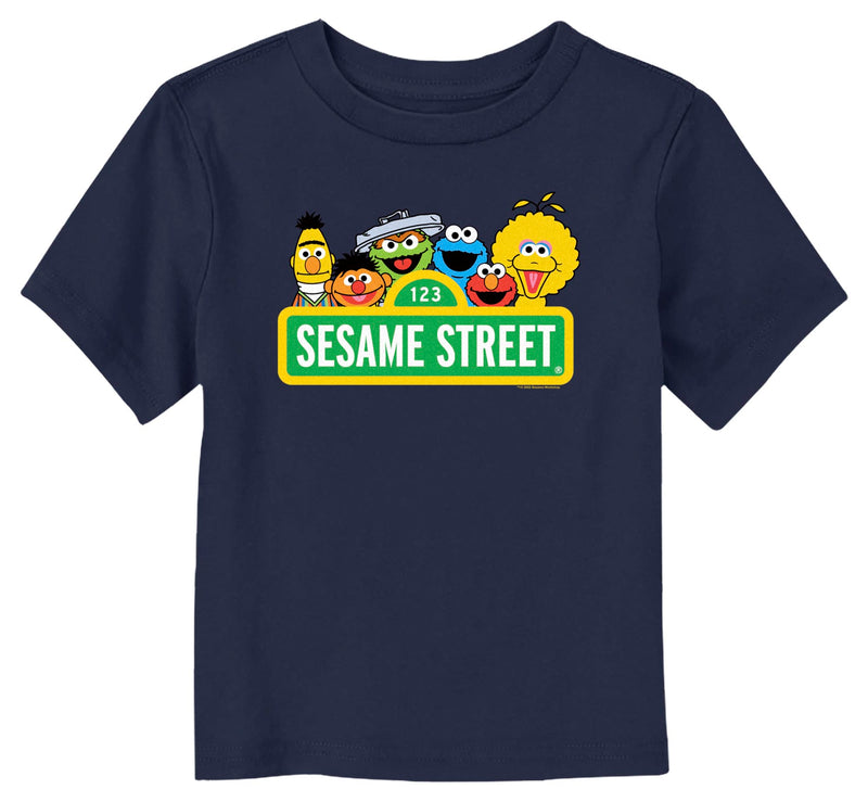 Toddler's Sesame Street Sign Classic Group Shot T-Shirt