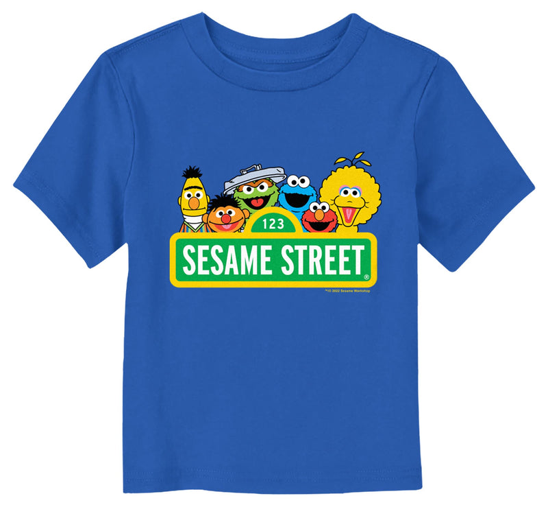 Toddler's Sesame Street Sign Classic Group Shot T-Shirt