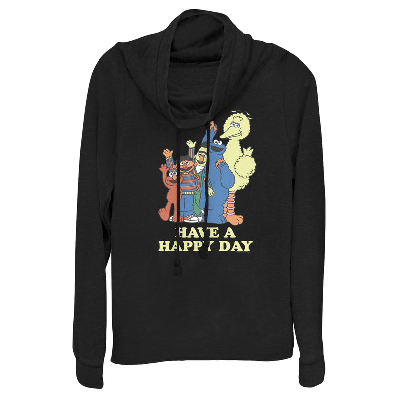 Junior's Sesame Street Have a Happy Day Cowl Neck Sweatshirt