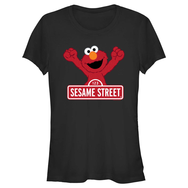 Junior's Sesame Street Elmo Red Logo Sign T-Shirt