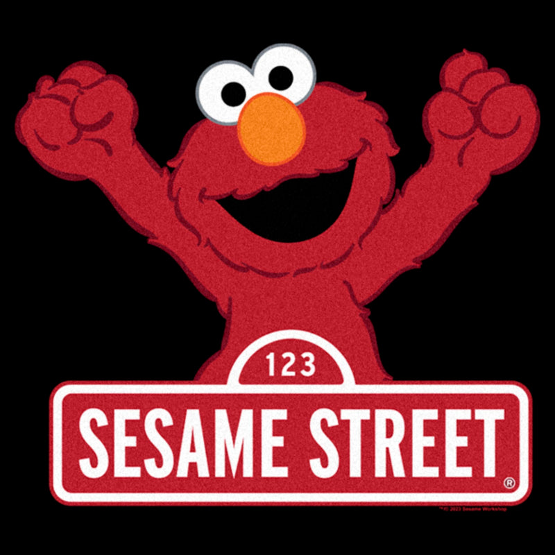 Men's Sesame Street Elmo Red Logo Sign Long Sleeve Shirt