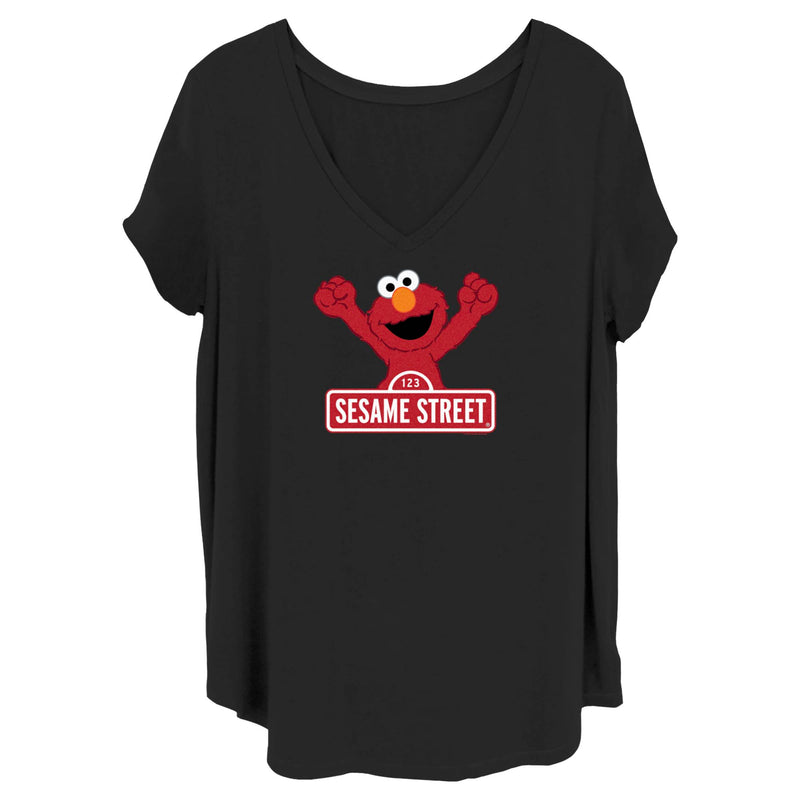 Women's Sesame Street Elmo Red Logo Sign T-Shirt