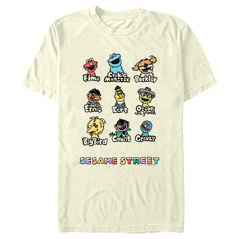 Men's Sesame Street Sketched Characters T-Shirt