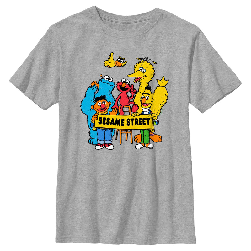 Boy's Sesame Street Crew Banner Portrait T-Shirt