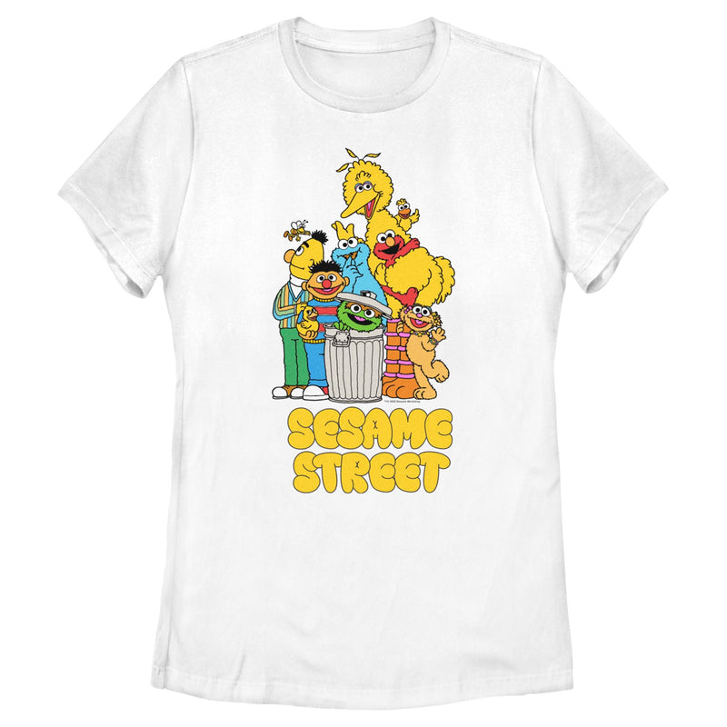 Women's Sesame Street Graffiti Logo Group Shot T-Shirt