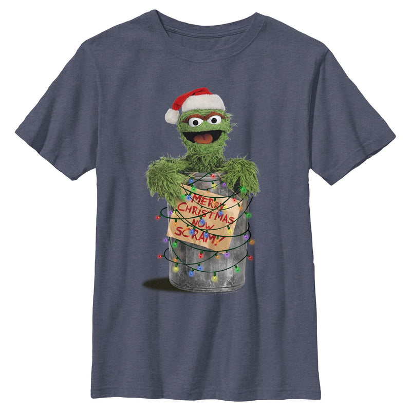 Boy's Sesame Street Oscar the Grouch Merry Christmas T-Shirt