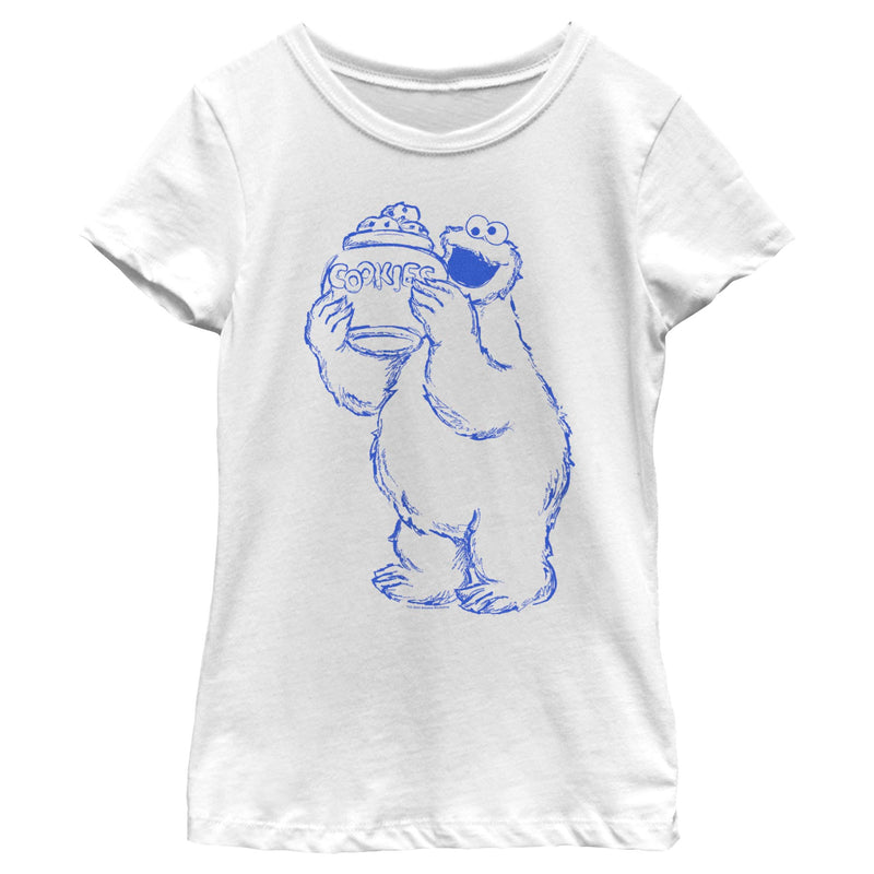 Girl's Sesame Street Cookie Monster Sketch T-Shirt