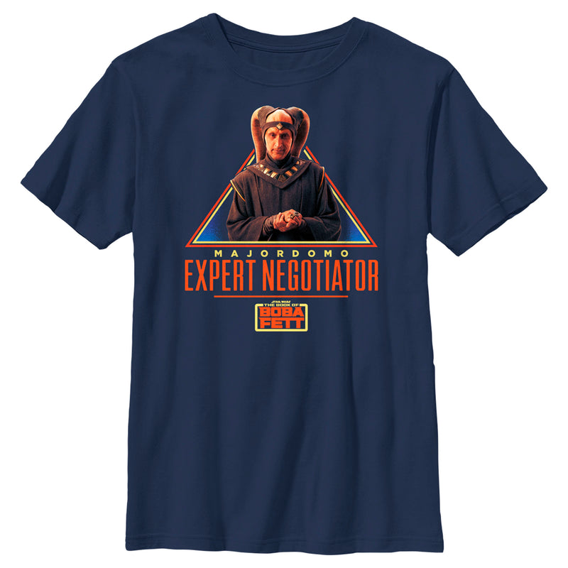 Boy's Star Wars: The Book of Boba Fett Majordomo Expert Negotiator T-Shirt