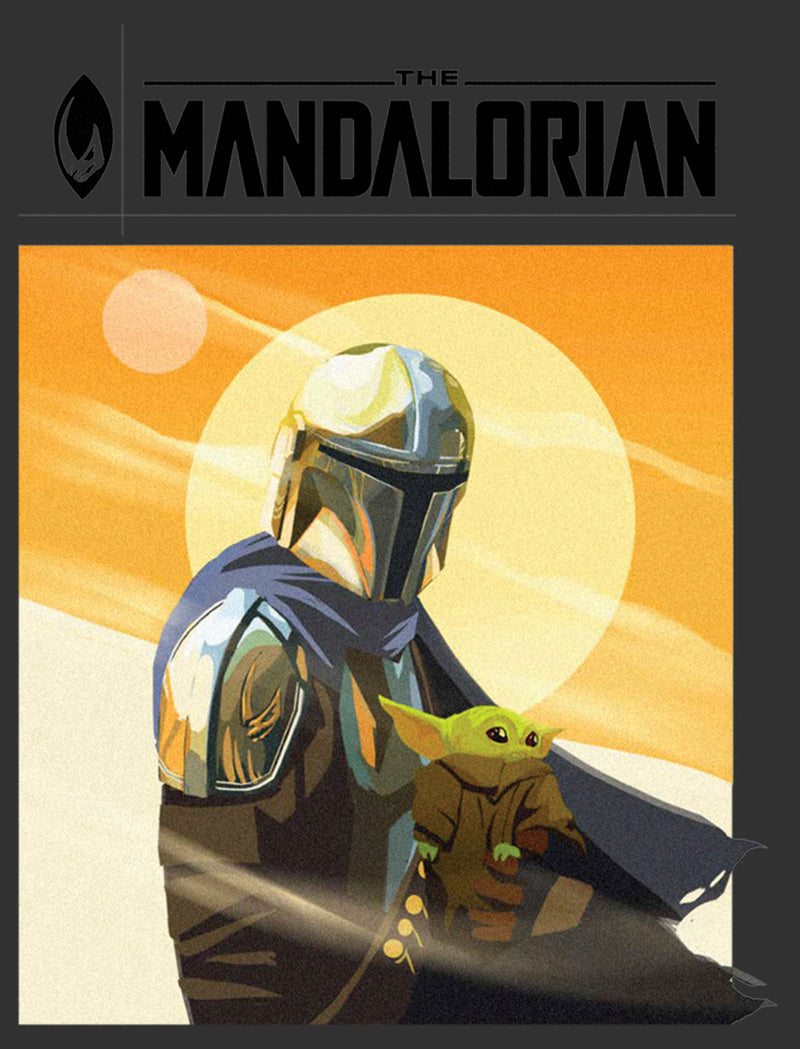 Men's Star Wars: The Mandalorian Grogu and Din Djarin Epic Poster T-Shirt