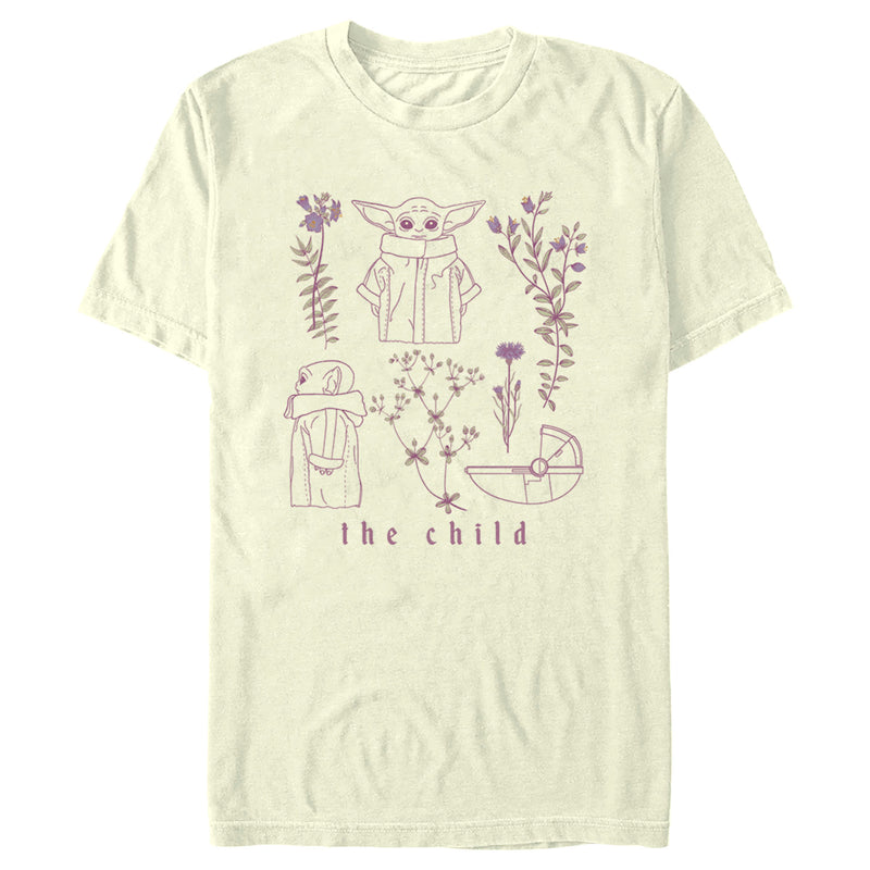 Men's Star Wars: The Mandalorian Grogu The Child Botanical Sketches T-Shirt