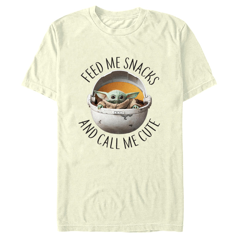 Men's Star Wars: The Mandalorian Grogu Feed Me Snacks and Call Me Cute T-Shirt