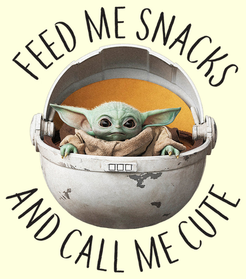 Men's Star Wars: The Mandalorian Grogu Feed Me Snacks and Call Me Cute T-Shirt