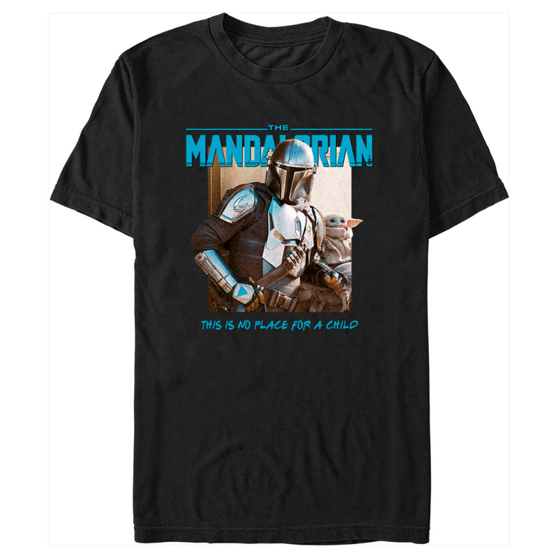 Men's Star Wars: The Mandalorian Grogu and Din Djarin This is no Place for a Child T-Shirt