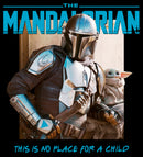 Men's Star Wars: The Mandalorian Grogu and Din Djarin This is no Place for a Child T-Shirt