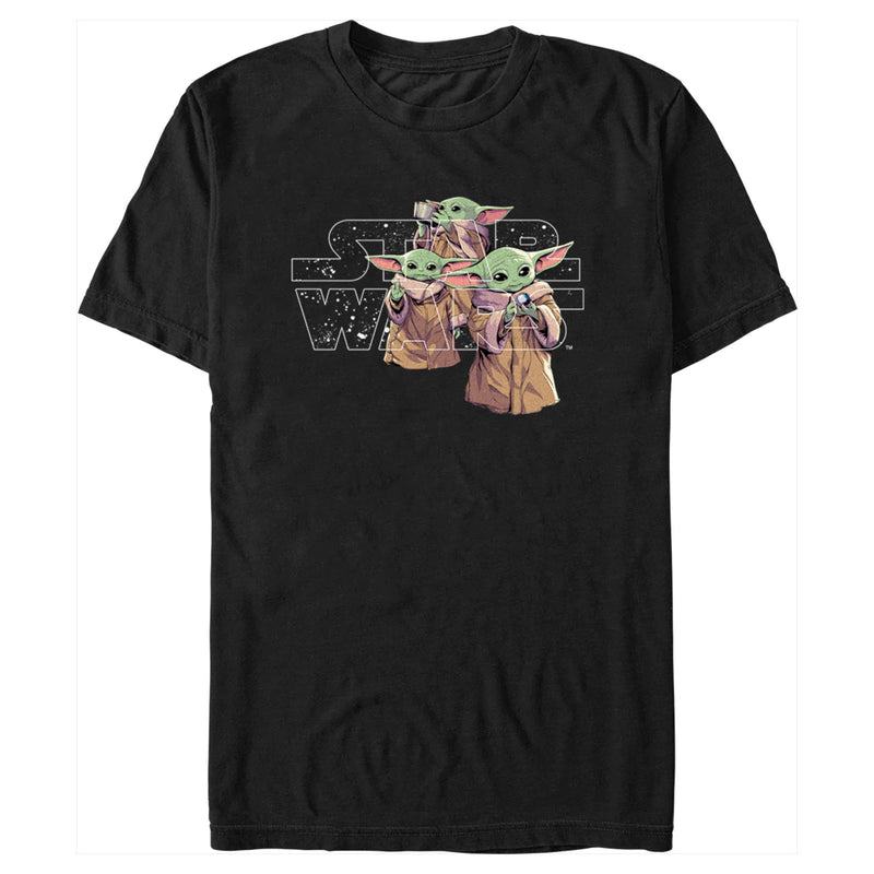 Men's Star Wars: The Mandalorian Grogu Space Star Wars Logo T-Shirt