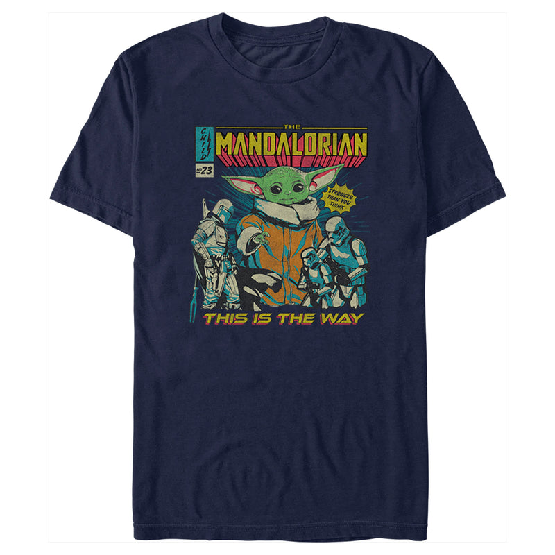 Men's Star Wars: The Mandalorian Grogu Retro Comic Book Cover T-Shirt