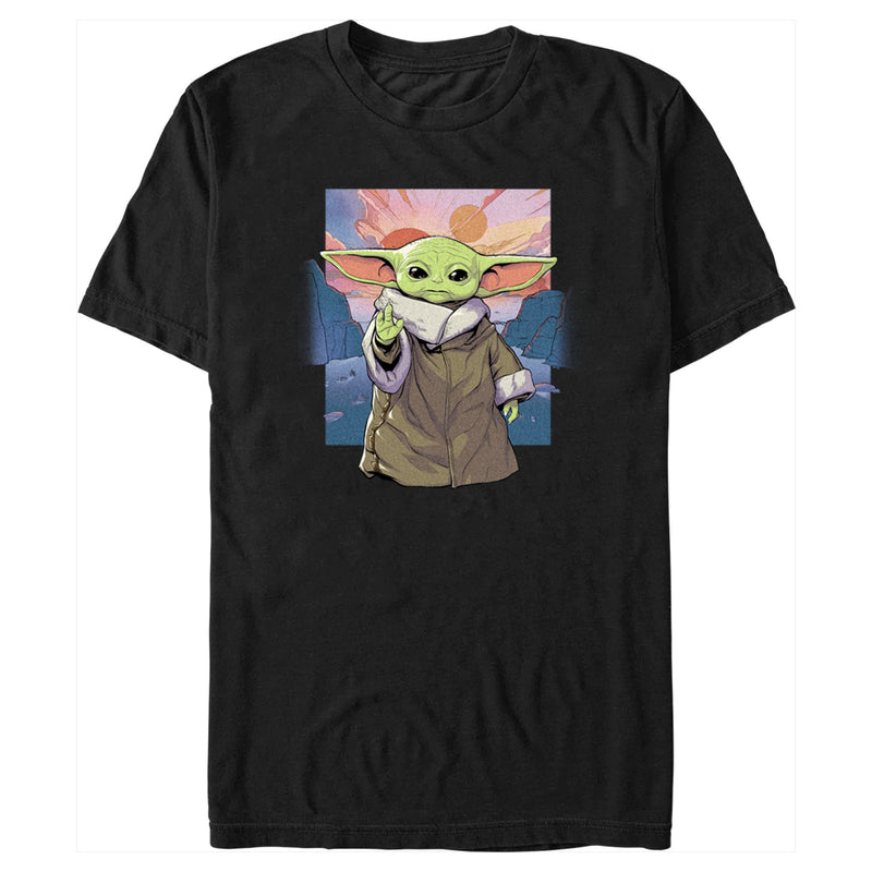 Men's Star Wars: The Mandalorian Grogu Sunrise Poster T-Shirt