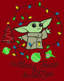 Men's Star Wars: The Mandalorian Christmas Grogu Merry Force Be With You T-Shirt