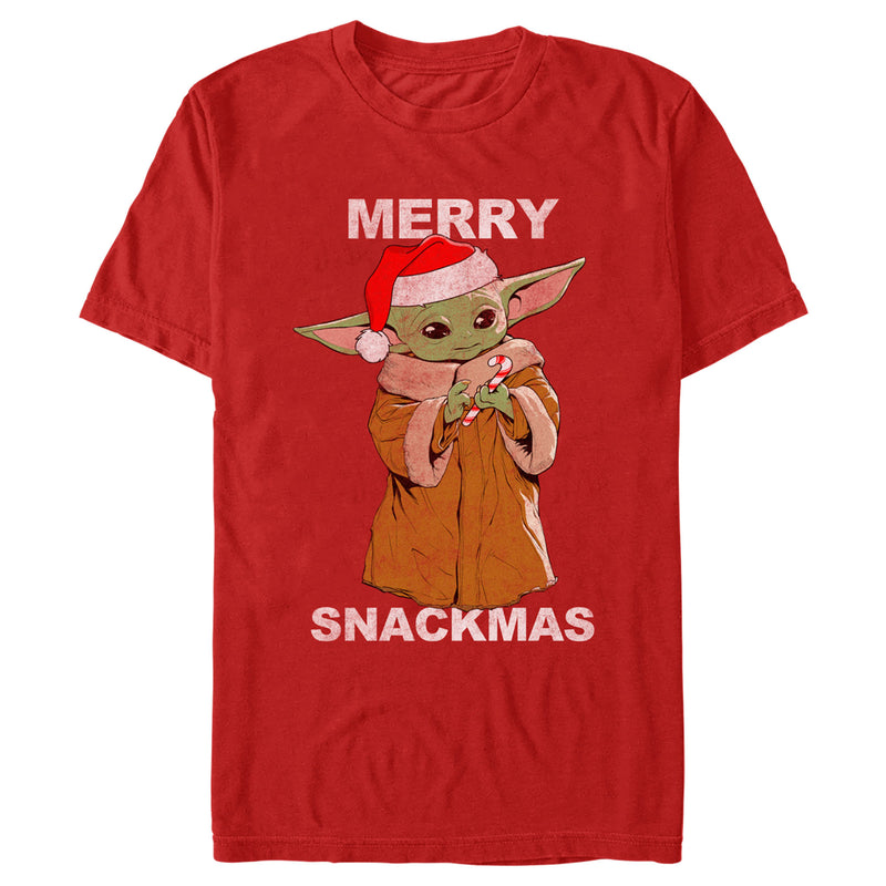 Men's Star Wars: The Mandalorian Christmas Grogu Merry Snackmas T-Shirt