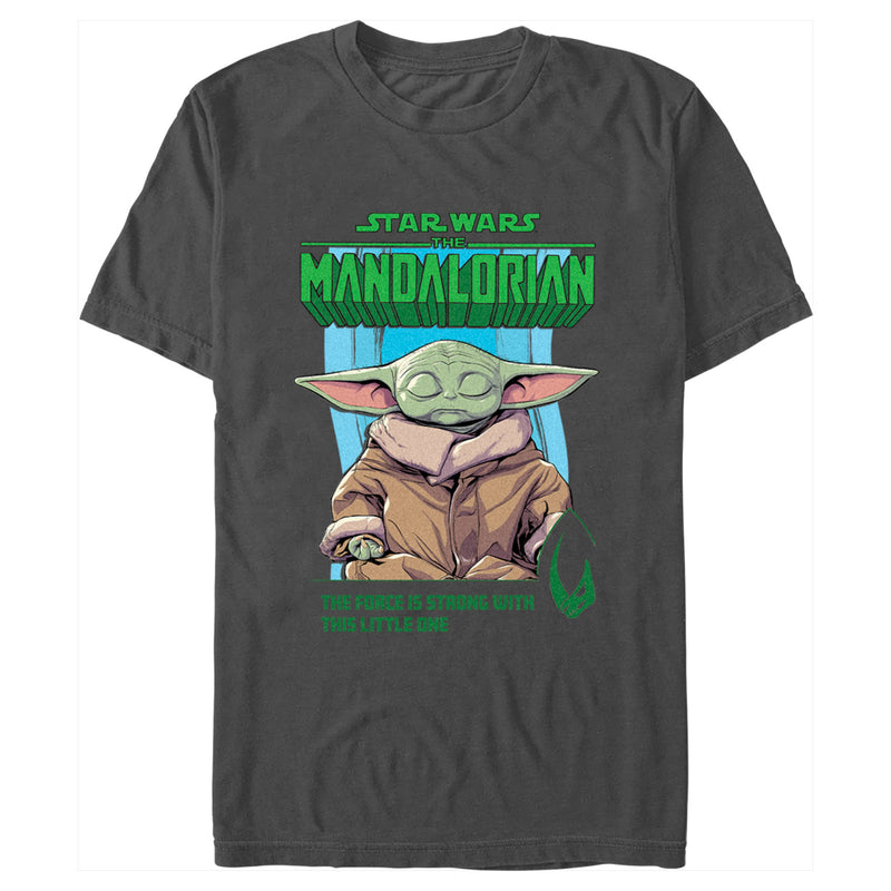 Men's Star Wars: The Mandalorian Grogu The Force is Strong With This Little One Poster T-Shirt