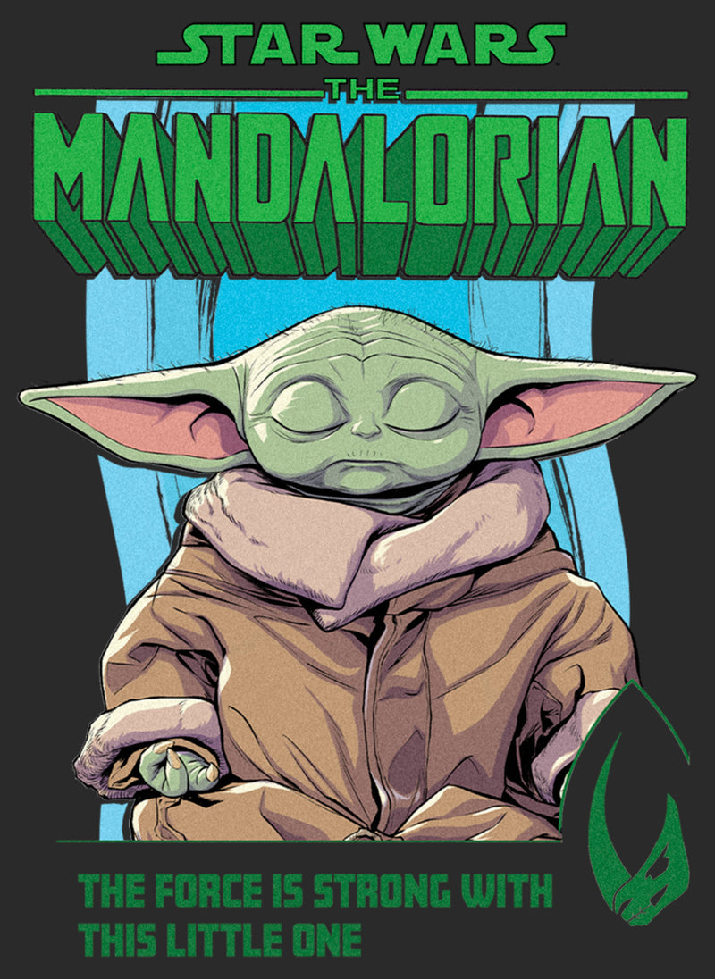 Men's Star Wars: The Mandalorian Grogu The Force is Strong With This Little One Poster T-Shirt