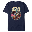 Men's Star Wars: The Mandalorian Grogu and Din Djarin Retro Circle T-Shirt