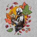 Men's Star Wars: The Mandalorian Grogu and Din Djarin Fall Leaves Love T-Shirt