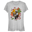 Junior's Star Wars: The Mandalorian Grogu and Din Djarin Fall Leaves Love T-Shirt