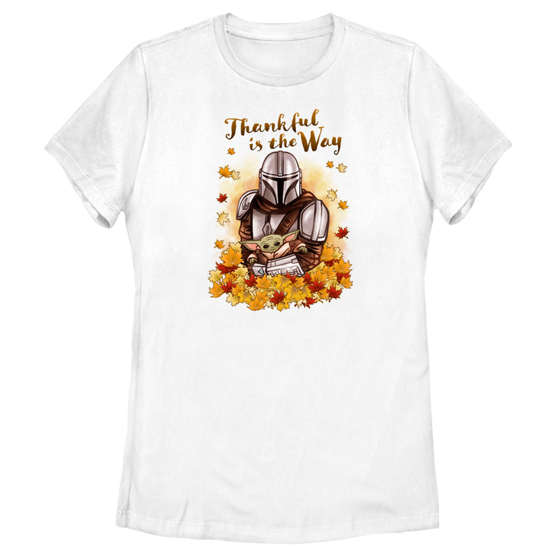 Women's Star Wars: The Mandalorian Grogu and Din Djarin Thankful is the Way T-Shirt