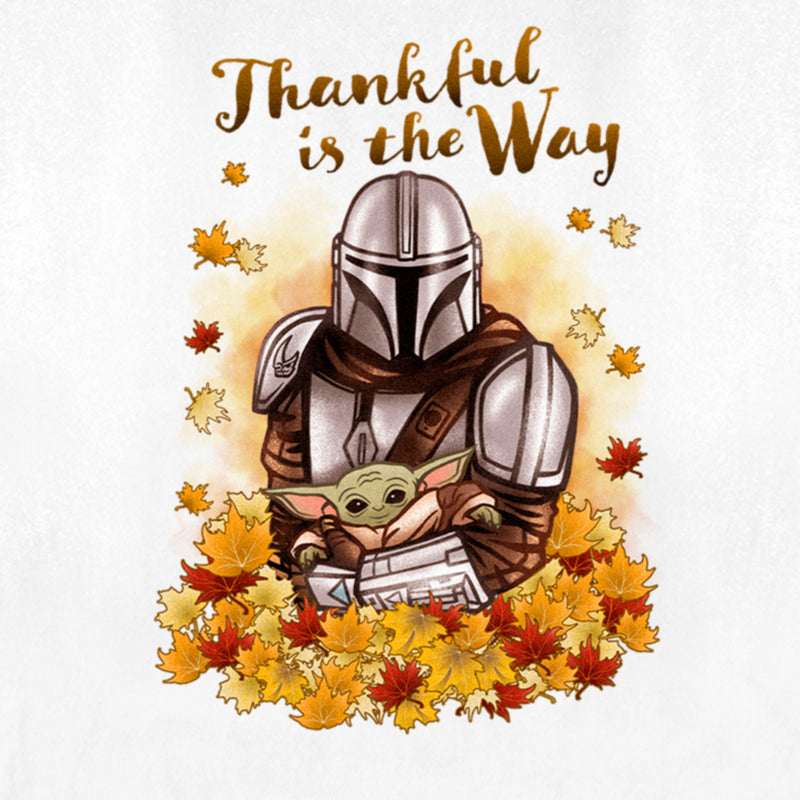 Women's Star Wars: The Mandalorian Grogu and Din Djarin Thankful is the Way T-Shirt