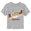 Toddler's Star Wars: The Mandalorian Grogu Flying Bassinet Retro Stripes T-Shirt