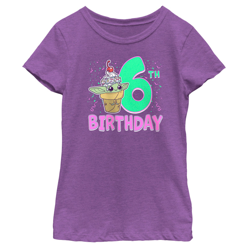 Girl's Star Wars: The Mandalorian 6th Birthday Grogu Ice Cream T-Shirt