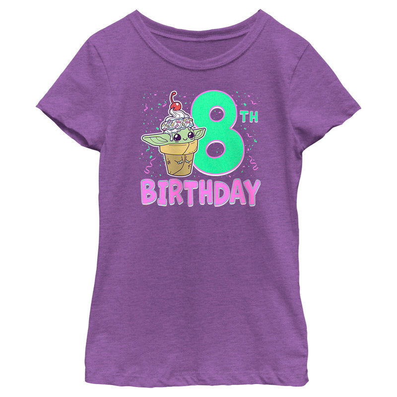 Girl's Star Wars: The Mandalorian 8th Birthday Grogu Ice Cream T-Shirt