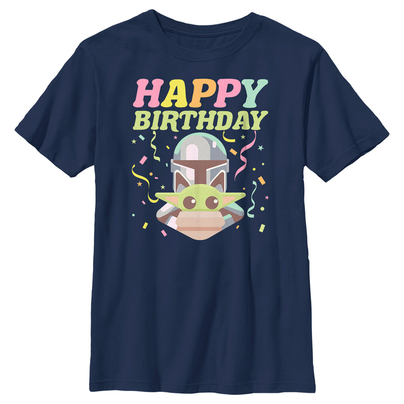 Boy's Star Wars: The Mandalorian Happy Birthday Mando and Grogu T-Shirt