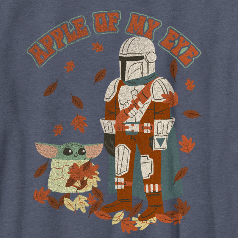 Boy's Star Wars: The Mandalorian Grogu and Din Djarin Fall Leaves Apple of my Eye T-Shirt