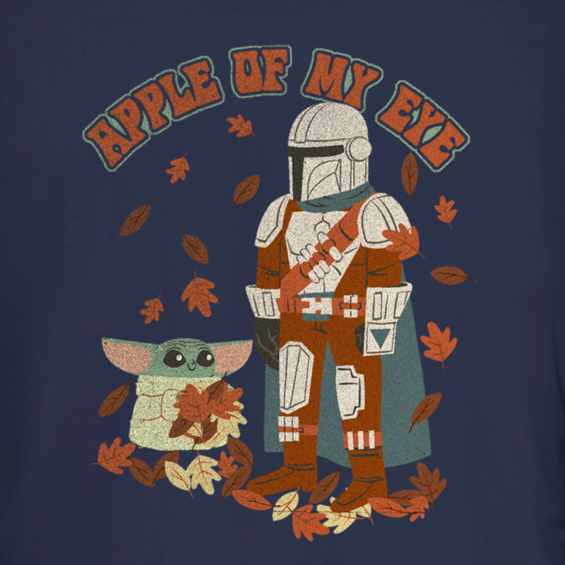 Junior's Star Wars: The Mandalorian Grogu and Din Djarin Fall Leaves Apple of my Eye T-Shirt