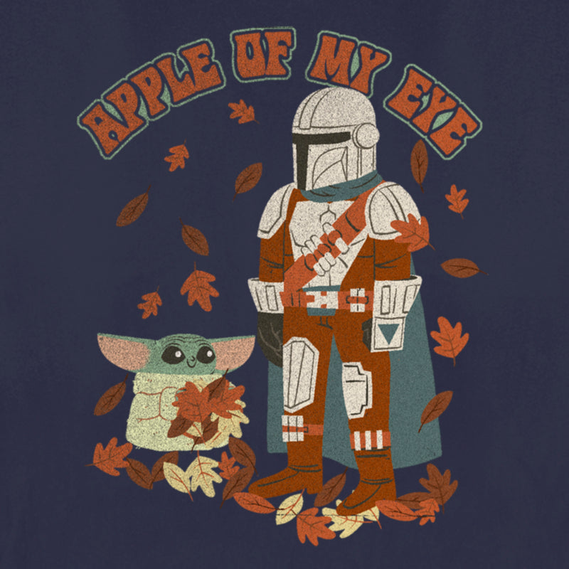 Women's Star Wars: The Mandalorian Grogu and Din Djarin Fall Leaves Apple of my Eye T-Shirt