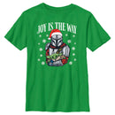 Boy's Star Wars: The Mandalorian Christmas Grogu and Din Djarin Joy is the Way T-Shirt