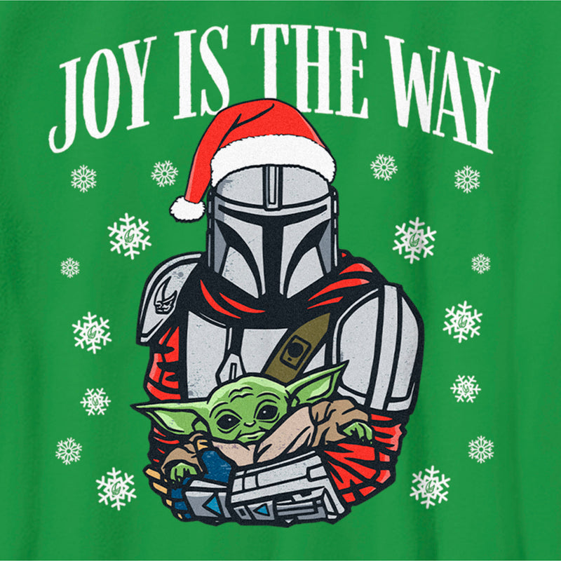 Boy's Star Wars: The Mandalorian Christmas Grogu and Din Djarin Joy is the Way T-Shirt