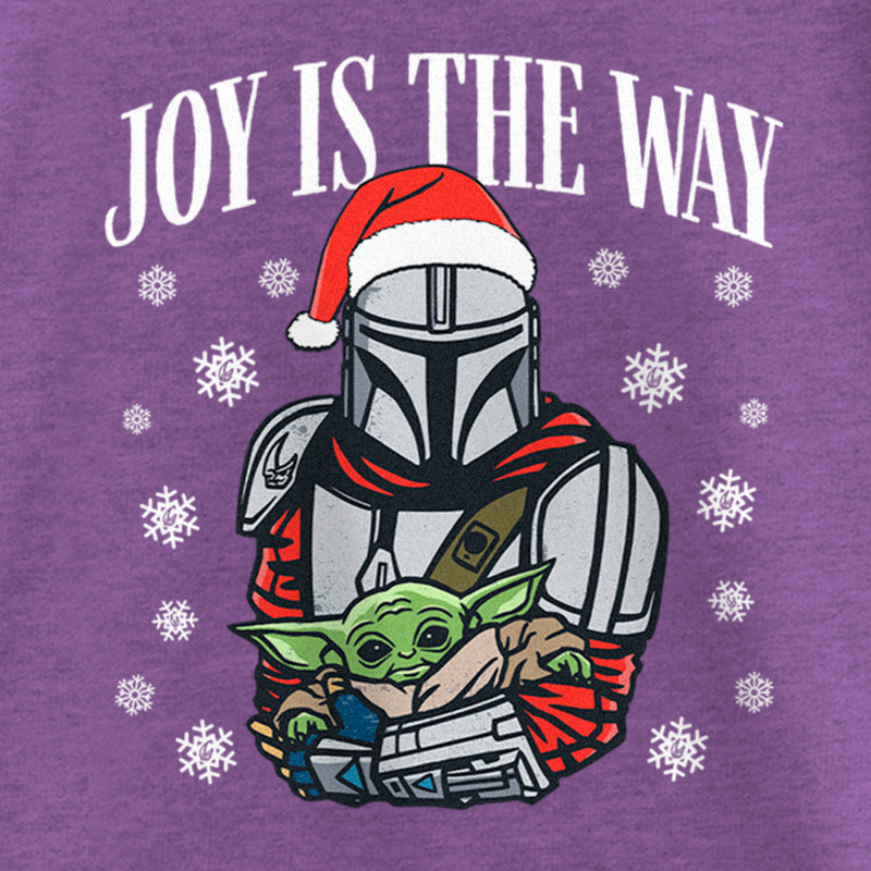 Girl's Star Wars: The Mandalorian Christmas Grogu and Din Djarin Joy is the Way T-Shirt