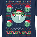 Boy's Star Wars: The Mandalorian Christmas Grogu and Din Djarin Santa Hats T-Shirt