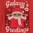 Boy's Star Wars: The Mandalorian Christmas Grogu Galaxy's Greetings Cute T-Shirt